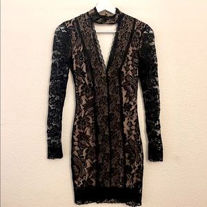 Bebe Lacey Club Dress with Choker